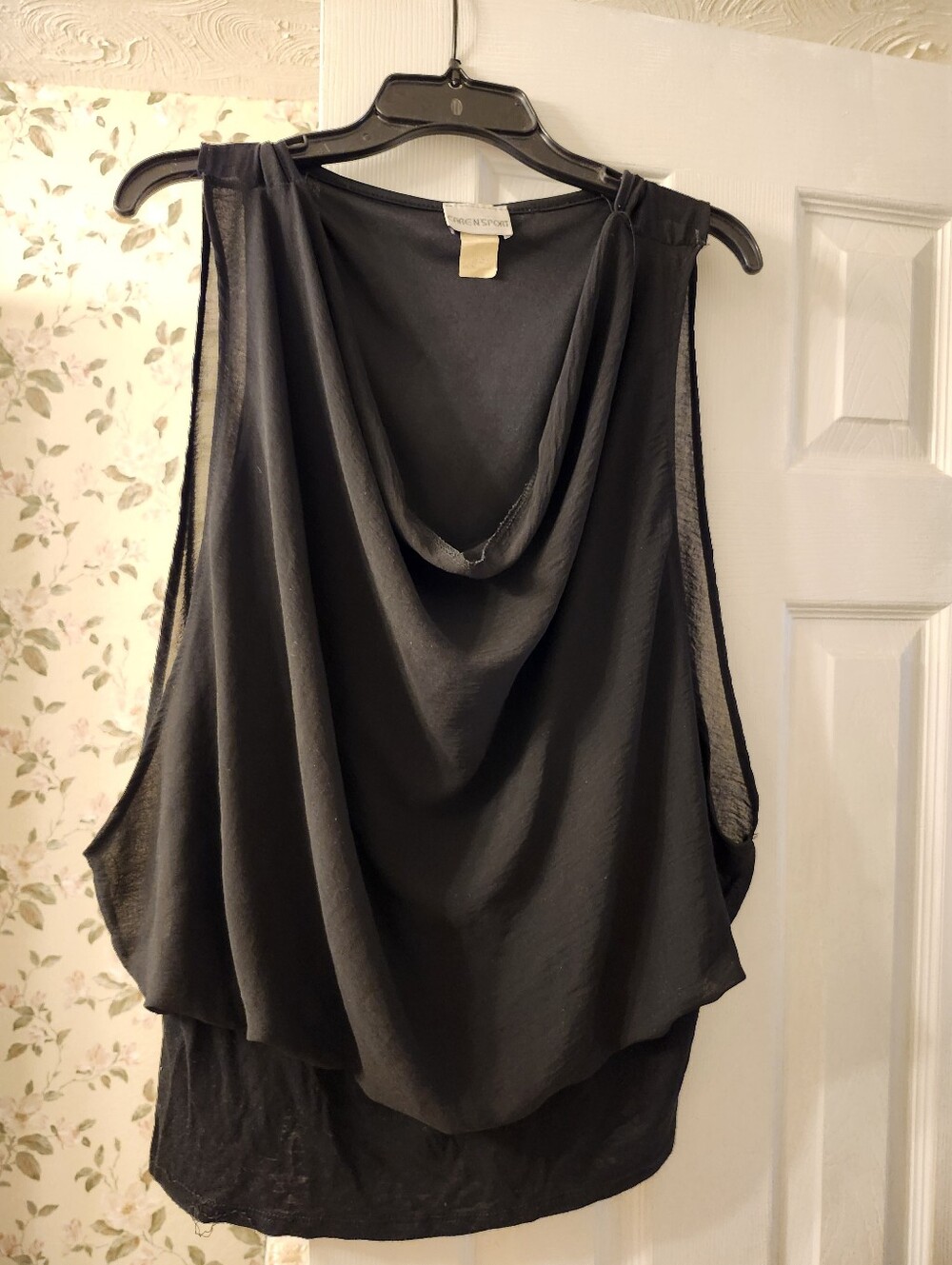 Draped Black Sleeveless Women's Top